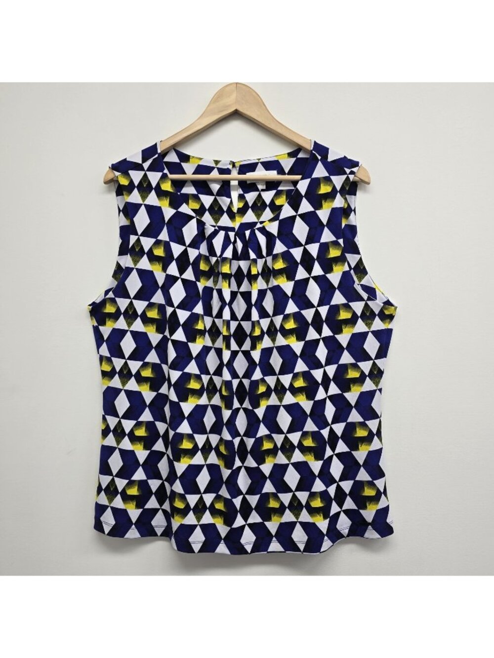 Calvin Klein Sleeveless Blouse Top Sz 1X Geometric Stretch Office Contemporary